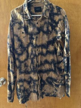 DropDead Tie-Dye Button-Up Shirt in Brown & Black